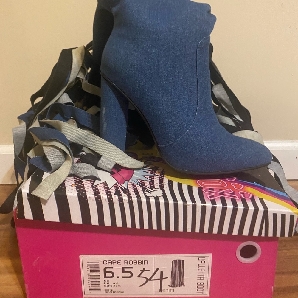 Cape Robbin Denim Blue High Heel Ankle Booties